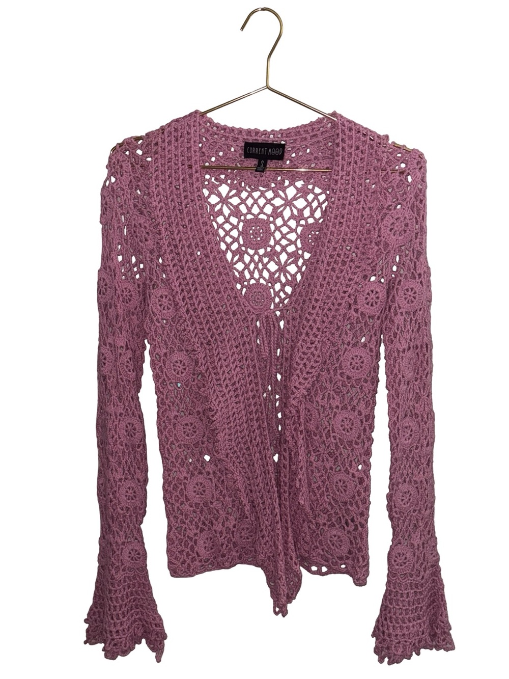 Current Mood Dolls Kill Pink Enchanted Crochet Cardigan Small